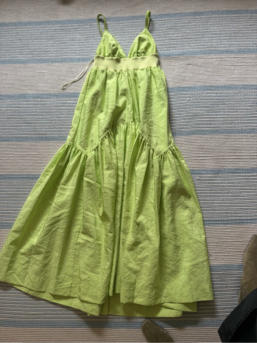 A.L.C. Lime Green Tiered Spaghetti-Strap Maxi Dress